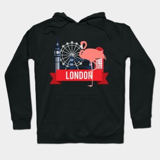 Flamingo in London England Travel Icons Hoodie